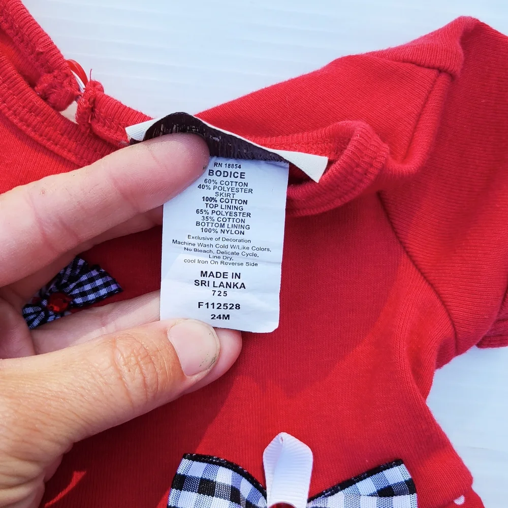 RARE TOO girls red polkadot puppy applique twirl dress